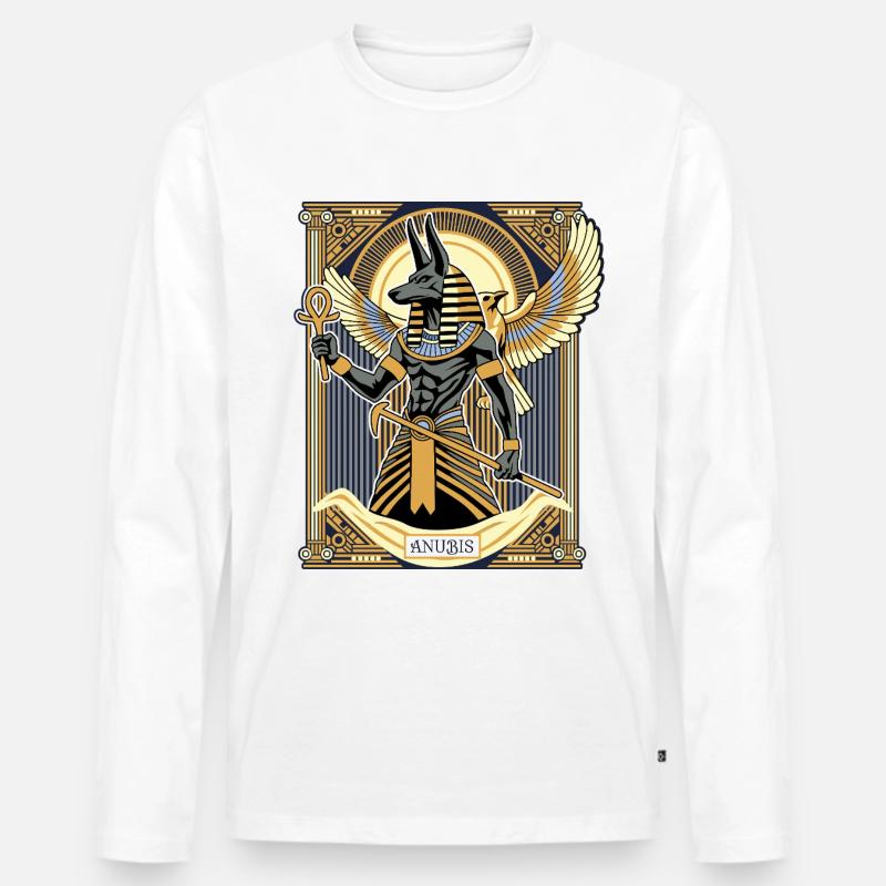 ANUBIS Der Herr der Unterwelt - Männer Premium Bio Langarmshirt - Weiß