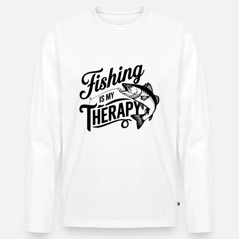 Fishing is My Therapy - Männer Premium Bio Langarmshirt - Weiß