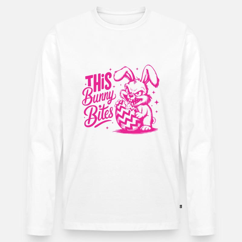 This Bunny Bites - Männer Premium Bio Langarmshirt - Weiß