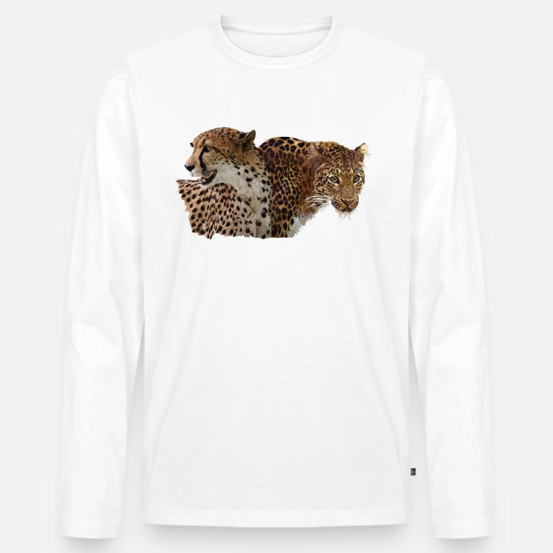 Leopard und Gepard - Männer Premium Bio Langarmshirt - Weiß