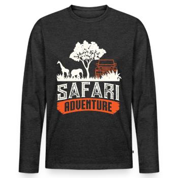 Safari Big five - Männer Premium Bio Langarmshirt - Anthrazit meliert - Vorne - Nico (187cm)