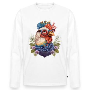 Lustige Henne - Männer Premium Bio Langarmshirt - Weiß - Vorne - Nico (187cm)