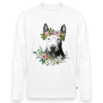 Beau Bull Terrier - T-shirt manches longues Premium bio Homme - blanc - Devant - Nico (187cm)