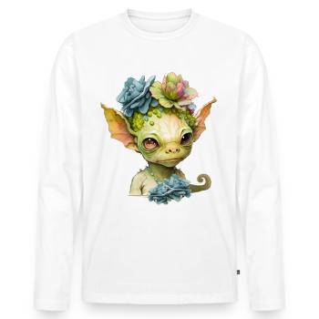Mignon extraterrestre avec des fleurs - T-shirt manches longues Premium bio Homme - blanc - Devant - Nico (187cm)