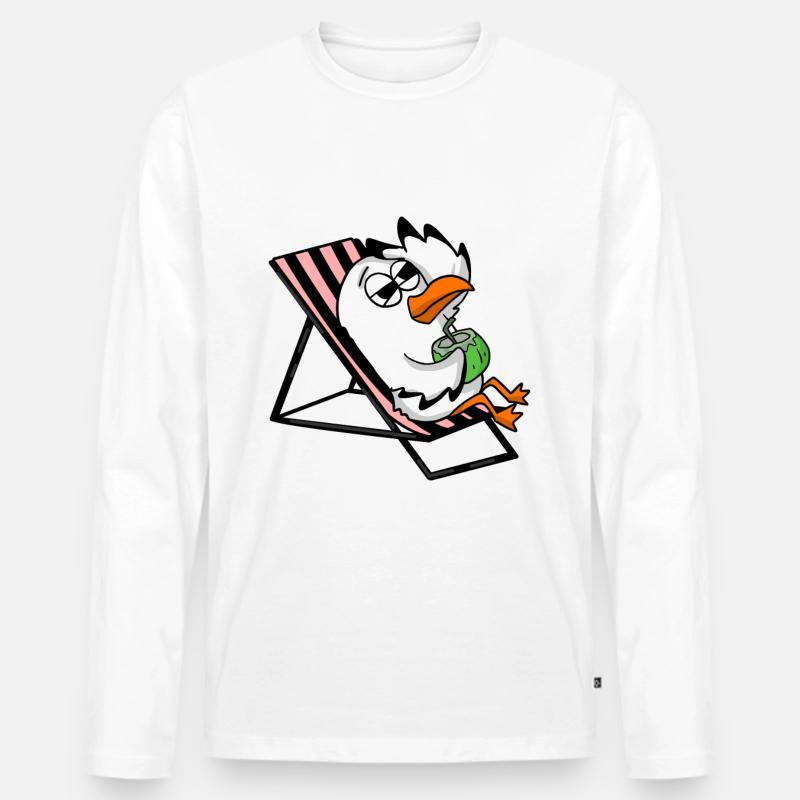 Möwe - Männer Premium Bio Langarmshirt - Weiß