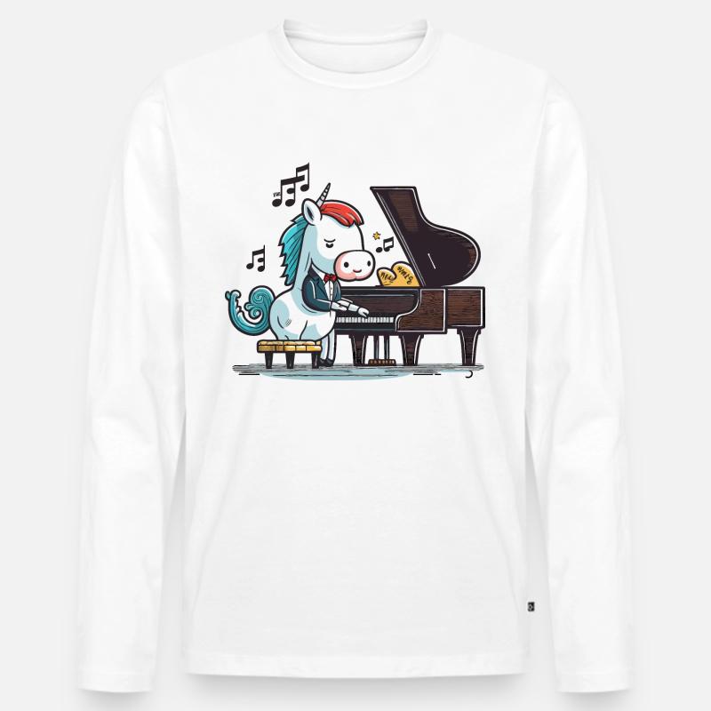Einhorn-Melodie - Männer Premium Bio Langarmshirt - Weiß