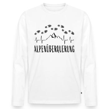 Alpenüberquerung E5 Herzschlag Fußabdrücke - Männer Premium Bio Langarmshirt - Weiß - Vorne - Nico (187cm)