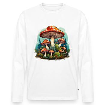 Champignons dans la forêt – les champignons portent chance ! - T-shirt manches longues Premium bio Homme - blanc - Devant - Nico (187cm)
