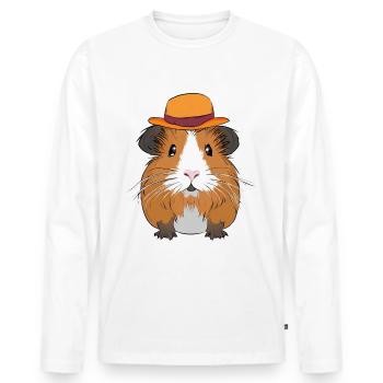 Cute guinea pig with hat - Men's Premium Organic Long Sleeve Shirt - white - Front - Nico (187cm)