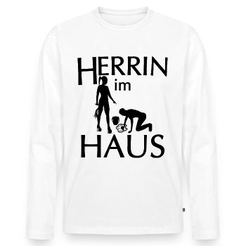 Frau die Herrin im Haus - Männer Premium Bio Langarmshirt - Weiß - Vorne - Nico (187cm)