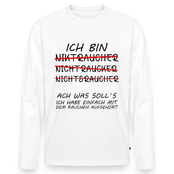 1 Jahr Endlich rauchfrei Nichtraucher Ich bin - Männer Premium Bio Langarmshirt - Weiß - Vorne - Nico (187cm)