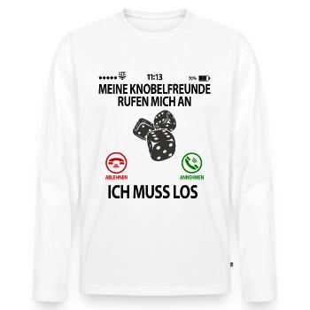 Knobelfreunde Knobeln mit Lustige Sprüche ruft an - Männer Premium Bio Langarmshirt - Weiß - Vorne - Nico (187cm)