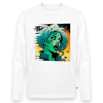 monstre #047 Zéroïne - T-shirt manches longues Premium bio Homme - blanc - Devant - Nico (187cm)