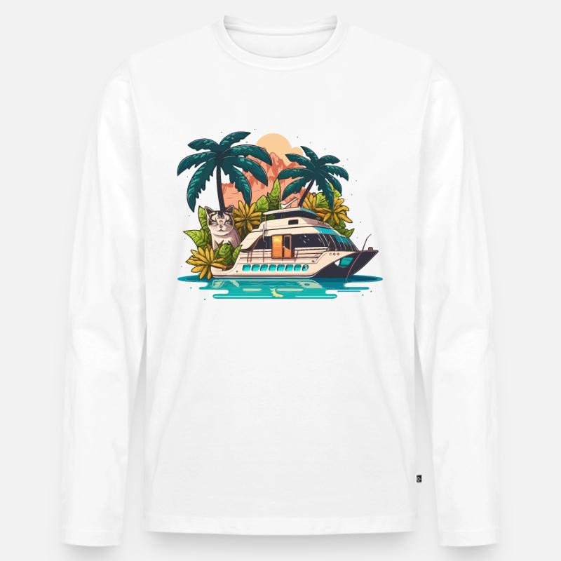 Die Inselhüpfer - Männer Premium Bio Langarmshirt - Weiß