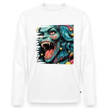 monstre #054 Croque-mitaine - T-shirt manches longues Premium bio Homme - blanc - Devant - Nico (187cm)