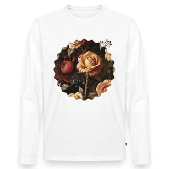 Fleur #03 Rose épine - T-shirt manches longues Premium bio Homme - blanc - Devant - Nico (187cm)