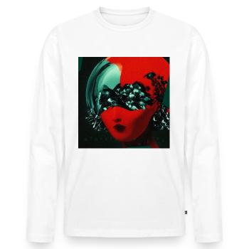 monstre #086 Absence - T-shirt manches longues Premium bio Homme - blanc - Devant - Nico (187cm)