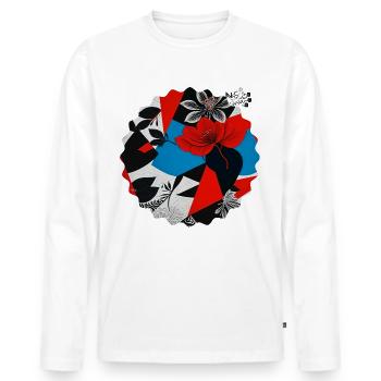 NDDF #19 Tchwörk - Männer Premium Bio Langarmshirt - Weiß - Vorne - Nico (187cm)