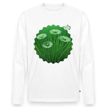 NDDF #21 Green - Men's Premium Organic Long Sleeve Shirt - white - Front - Nico (187cm)