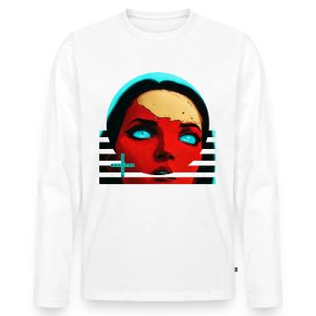 Monster #091 Spannung - Männer Premium Bio Langarmshirt - Weiß - Vorne - Nico (187cm)