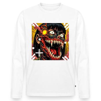 monstre #102 Mutant - T-shirt manches longues Premium bio Homme - blanc - Devant - Nico (187cm)