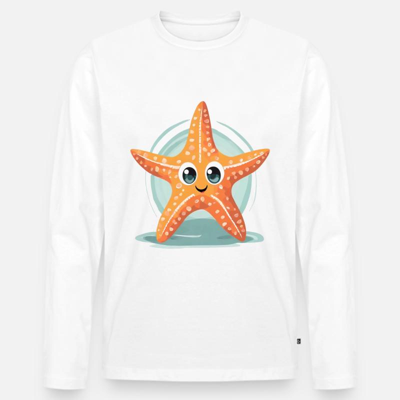 Seestern - Männer Premium Bio Langarmshirt - Weiß