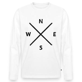 Croquis de panneau compass - T-shirt manches longues Premium bio Homme - blanc - Devant - Nico (187cm)