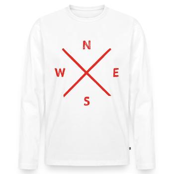 Panneau d’orientation de la boussole - T-shirt manches longues Premium bio Homme - blanc - Devant - Nico (187cm)