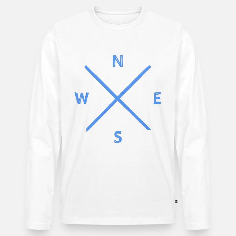 Kompass Wegweiser Richtung - Männer Premium Bio Langarmshirt - Weiß