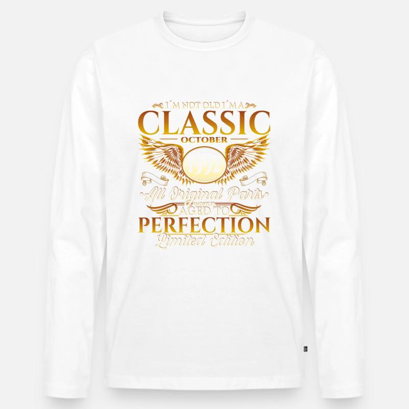 Klassiker Oktober 1992 30. Geburtstag Geschenk - Männer Premium Bio Langarmshirt - Weiß