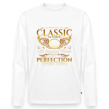 Classic October 2006 16th Birthday Gift - Men's Premium Organic Long Sleeve Shirt - white - Front - Nico (187cm)