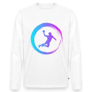Sporty Hobby Leidenschaft Handball - Männer Premium Bio Langarmshirt - Weiß - Vorne - Nico (187cm)