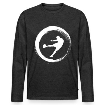 Sporty Hobby Leidenschaft Fussball - Männer Premium Bio Langarmshirt - Anthrazit meliert - Vorne - Nico (187cm)