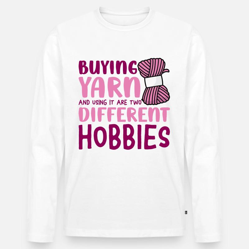 Buying yarn and using it - Männer Premium Bio Langarmshirt - Weiß