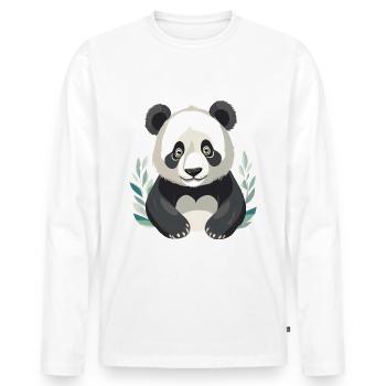 Panda triste - T-shirt manches longues Premium bio Homme - blanc - Devant - Nico (187cm)