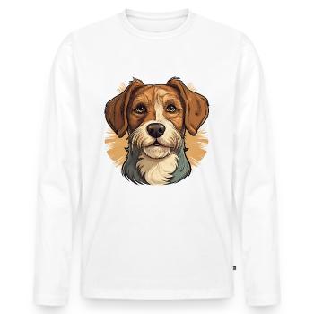 Hund im Comic retro Stil - Männer Premium Bio Langarmshirt - Weiß - Vorne - Nico (187cm)