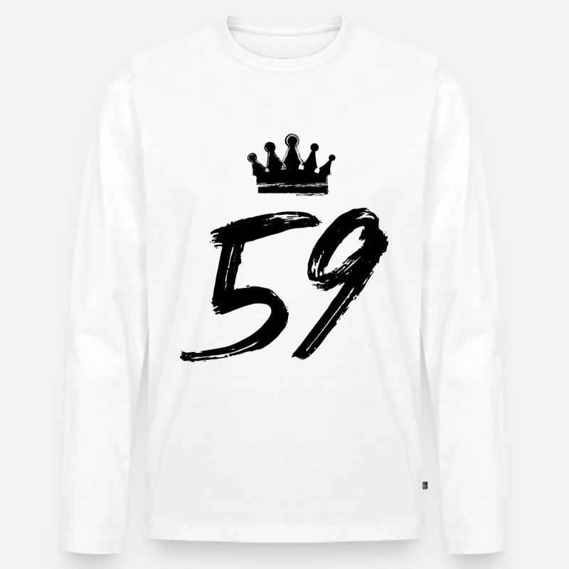 59 Zahl Krone - Männer Premium Bio Langarmshirt - Weiß
