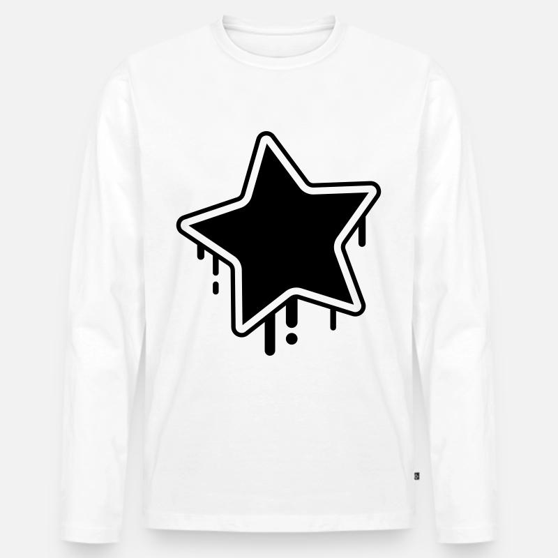 Stern Design - Männer Premium Bio Langarmshirt - Weiß
