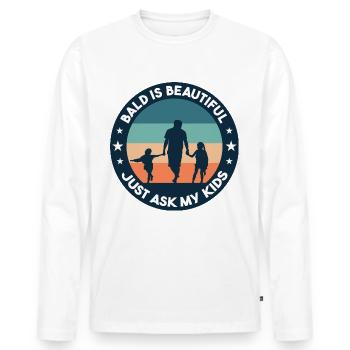 Kahl ist schön - Männer Premium Bio Langarmshirt - Weiß - Vorne - Nico (187cm)