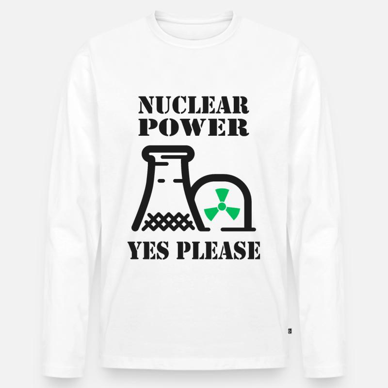 Atomkraft, Ja bitte, Kernenergie - Männer Premium Bio Langarmshirt - Weiß