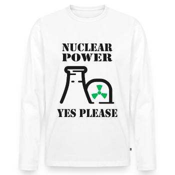 Nuclear Power, Yes Please, Nuclear Energy - Men's Premium Organic Long Sleeve Shirt - white - Front - Nico (187cm)