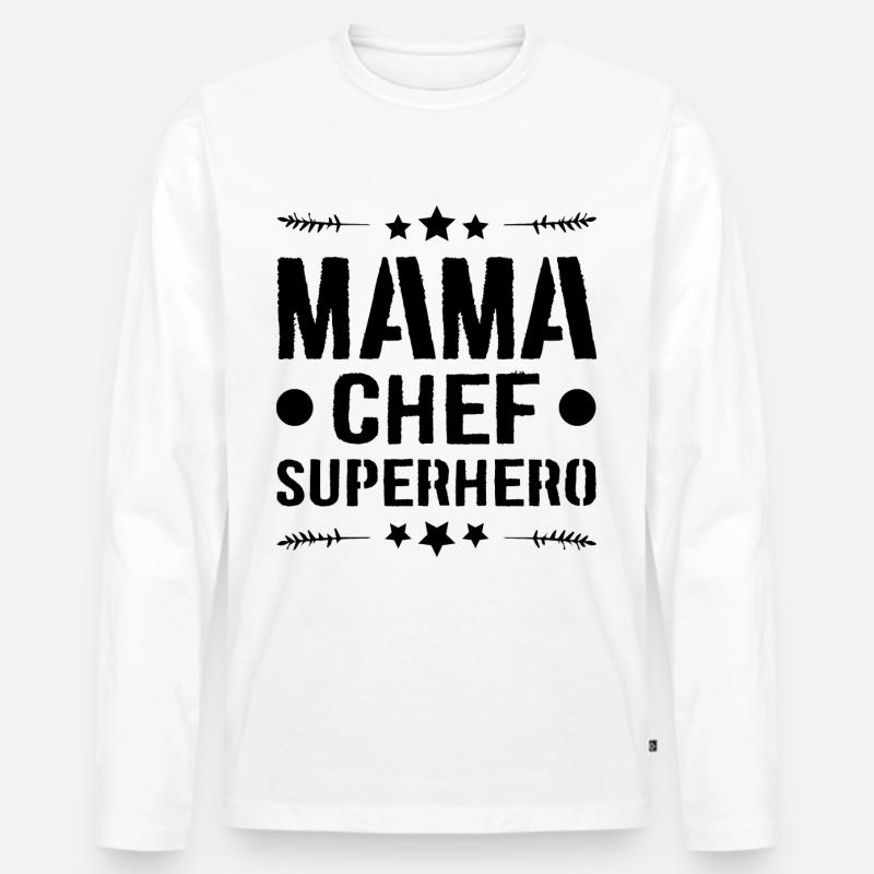 Mama Chef Superheld Mutter - Männer Premium Bio Langarmshirt - Weiß