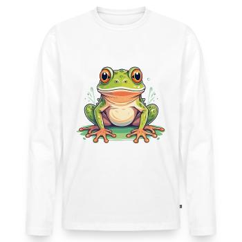 Grenouille - T-shirt manches longues Premium bio Homme - blanc - Devant - Nico (187cm)