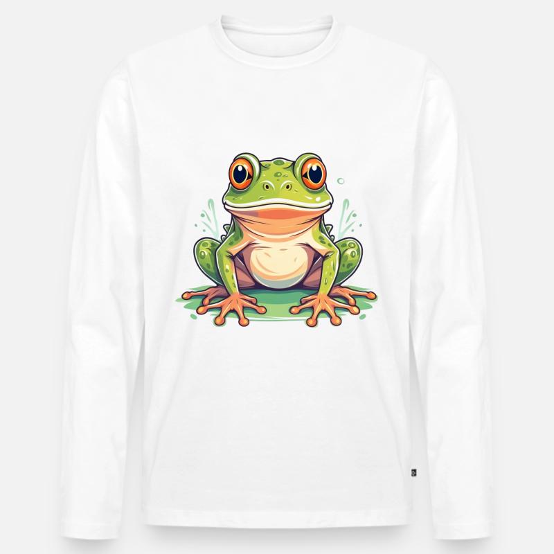 Frosch - Männer Premium Bio Langarmshirt - Weiß