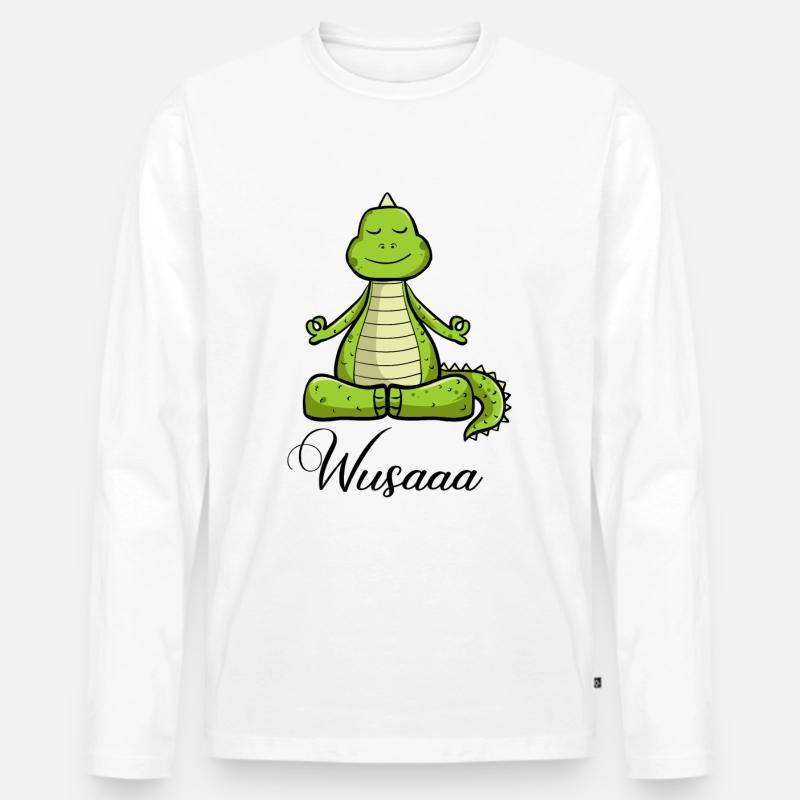 Auszeit Durchatmen Wusaaa Drache - Männer Premium Bio Langarmshirt - Weiß