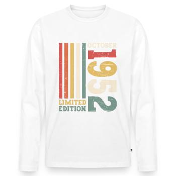 Octobre Né 1952 70e anniversaire Cadeau Cool - T-shirt manches longues Premium bio Homme - blanc - Devant - Nico (187cm)