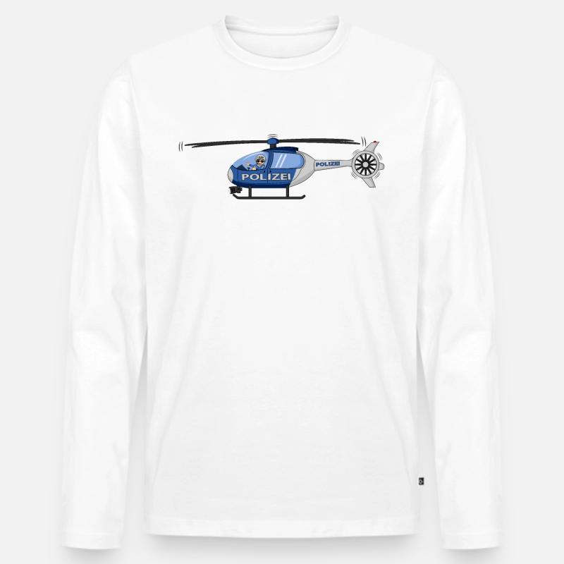 Polizei Hubschrauber Pilot - Männer Premium Bio Langarmshirt - Weiß
