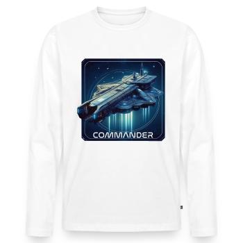 Commander Raumschiff - Männer Premium Bio Langarmshirt - Weiß - Vorne - Nico (187cm)