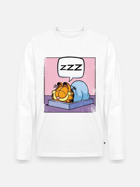 Garfield Sleeping Cat Zzz - Men's Premium Organic Long Sleeve Shirt - white
