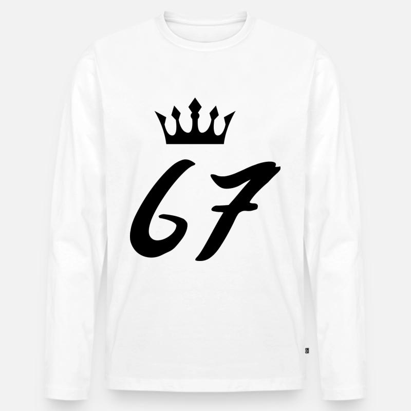 67 Zahl Krone - Männer Premium Bio Langarmshirt - Weiß